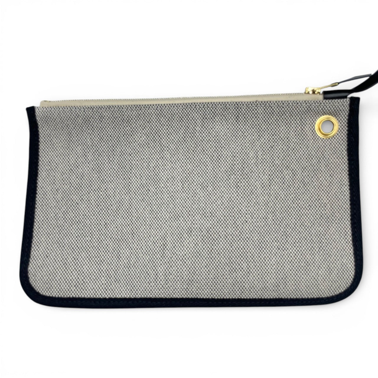 プレオウンドエルメス エールバッグジップ 31 PM ノワール トワルアッシュ ゴールド金具 K刻印