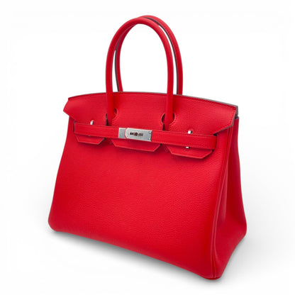 プレオウンドエルメス バーキン 30 ルージュクー トゴ シルバー金具 K刻印