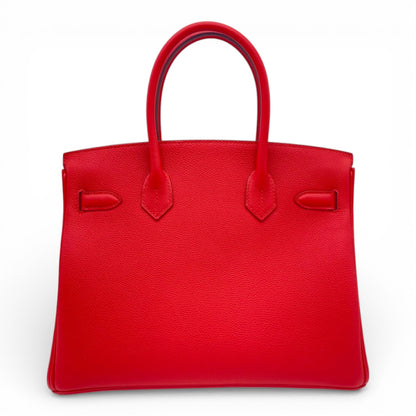 プレオウンドエルメス バーキン 30 ルージュクー トゴ シルバー金具 K刻印