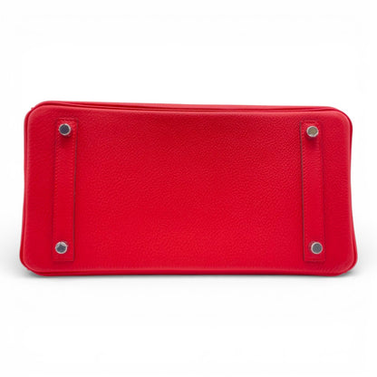 プレオウンドエルメス バーキン 30 ルージュクー トゴ シルバー金具 K刻印