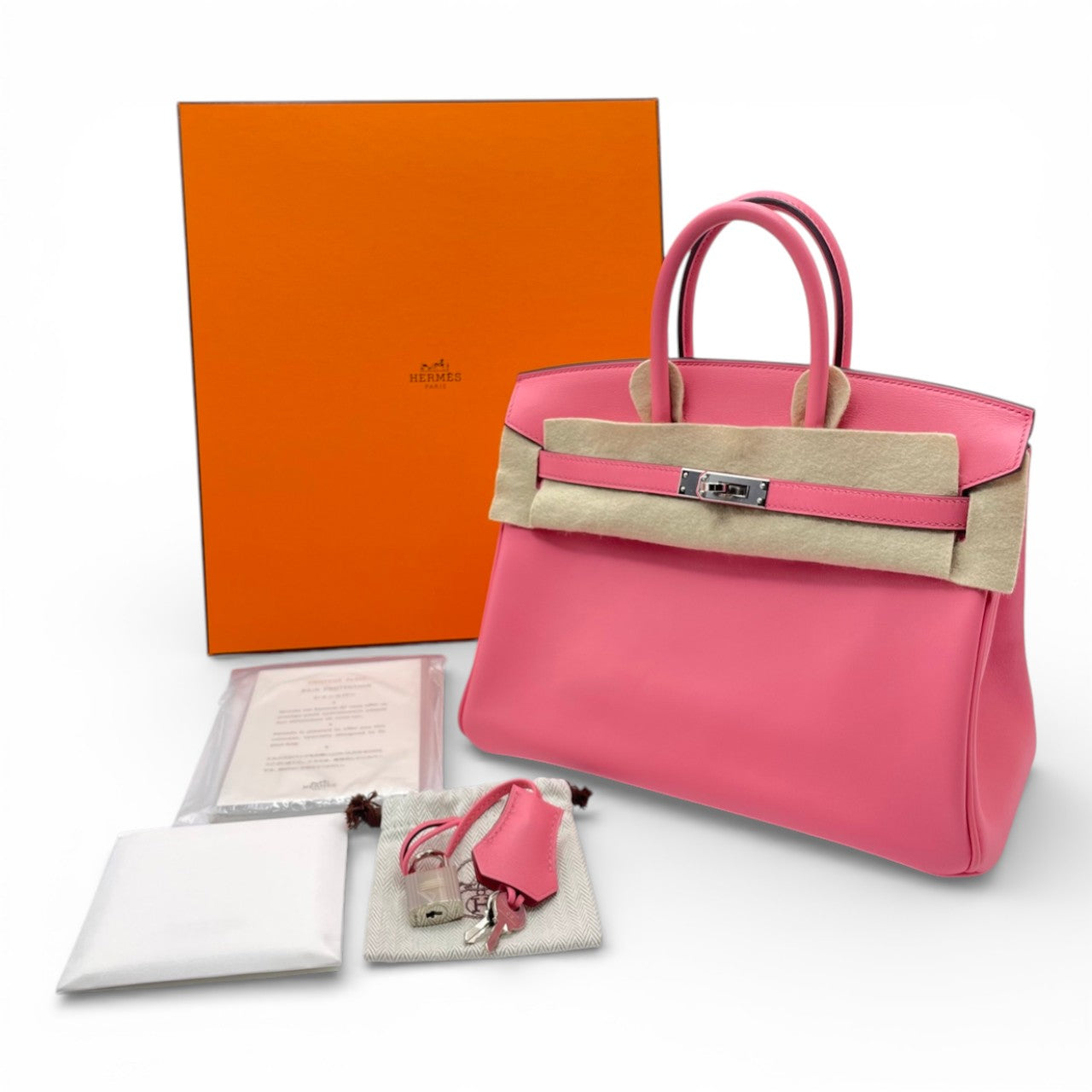 プレオウンドエルメス バーキン 25 ローズエテ スイフト シルバー金具 Y刻印