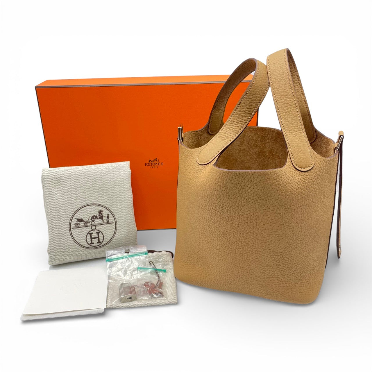 プレオウンドエルメス ピコタンロック PM ビスキュイ トリヨンクレマンス シルバー金具 K刻印