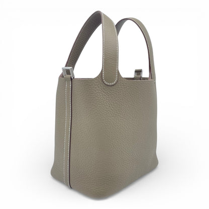 プレオウンドエルメス ピコタンロック PM エトゥープ トリヨンクレマンス シルバー金具 K刻印