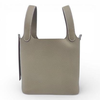 プレオウンドエルメス ピコタンロック PM エトゥープ トリヨンクレマンス シルバー金具 K刻印