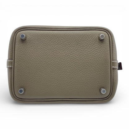 プレオウンドエルメス ピコタンロック PM エトゥープ トリヨンクレマンス シルバー金具 K刻印