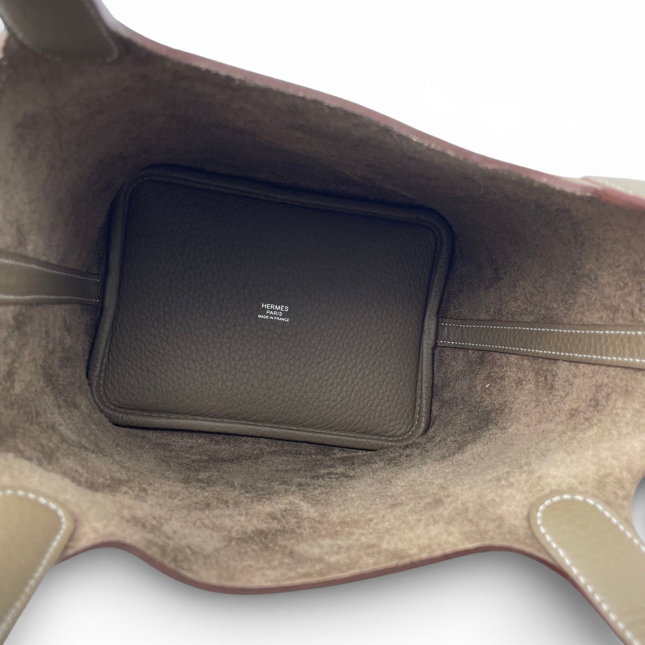 プレオウンドエルメス ピコタンロック PM エトゥープ トリヨンクレマンス シルバー金具 K刻印