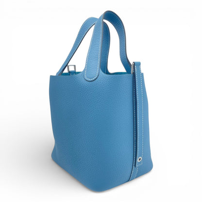 プレオウンドエルメス ピコタンロック PM ニューブルージーン トリヨンクレマンス シルバー金具 K刻印