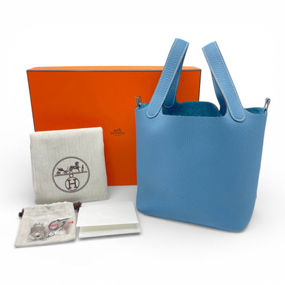 プレオウンドエルメス ピコタンロック PM ニューブルージーン トリヨンクレマンス シルバー金具 K刻印