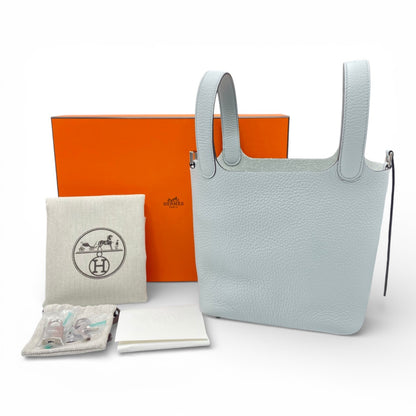 プレオウンドエルメス ピコタンロック PM ブルーペール トリヨンクレマンス シルバー金具 K刻印