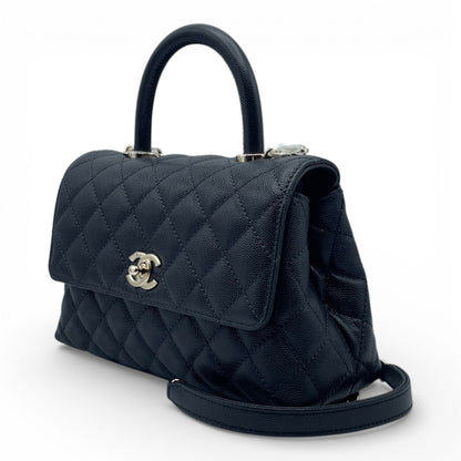 プレオウンドシャネル ココハンドル W24 ブラック キャビアスキン シャンパンゴールド金具