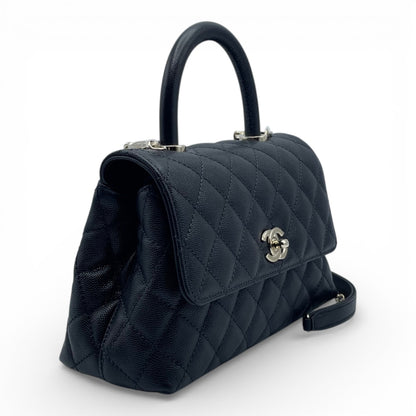 プレオウンドシャネル ココハンドル W24 ブラック キャビアスキン シャンパンゴールド金具