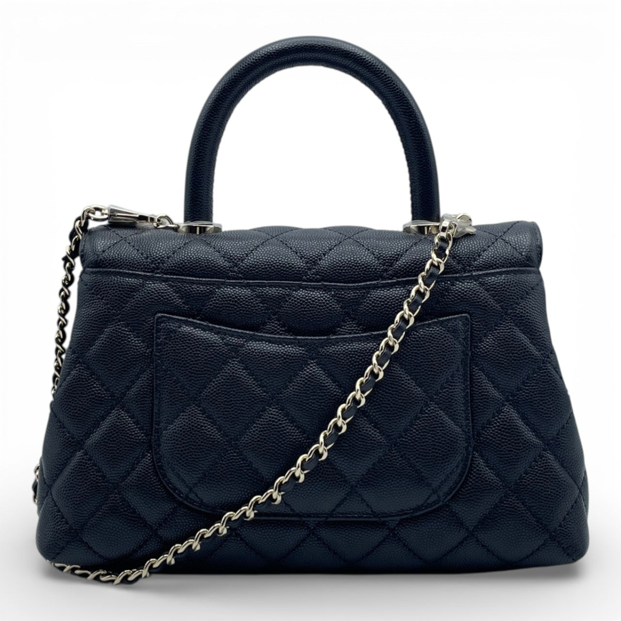 プレオウンドシャネル ココハンドル W24 ブラック キャビアスキン シャンパンゴールド金具