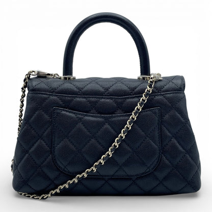 プレオウンドシャネル ココハンドル W24 ブラック キャビアスキン シャンパンゴールド金具