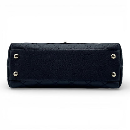 プレオウンドシャネル ココハンドル W24 ブラック キャビアスキン シャンパンゴールド金具