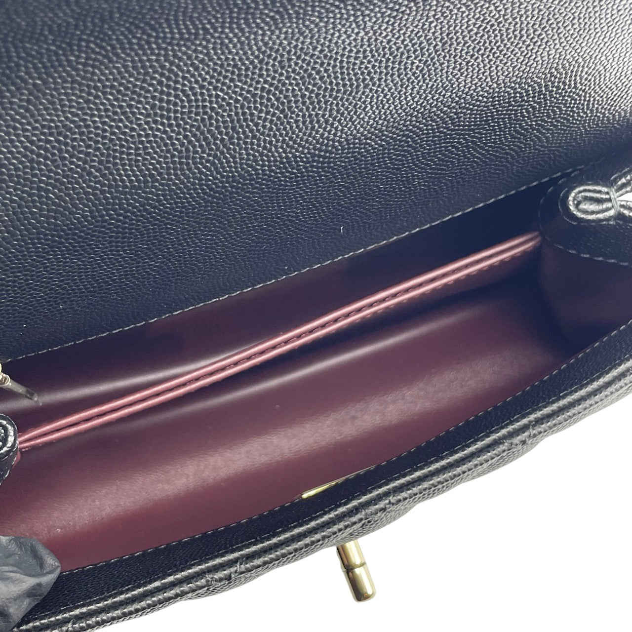 プレオウンドシャネル ココハンドル W24 ブラック キャビアスキン シャンパンゴールド金具