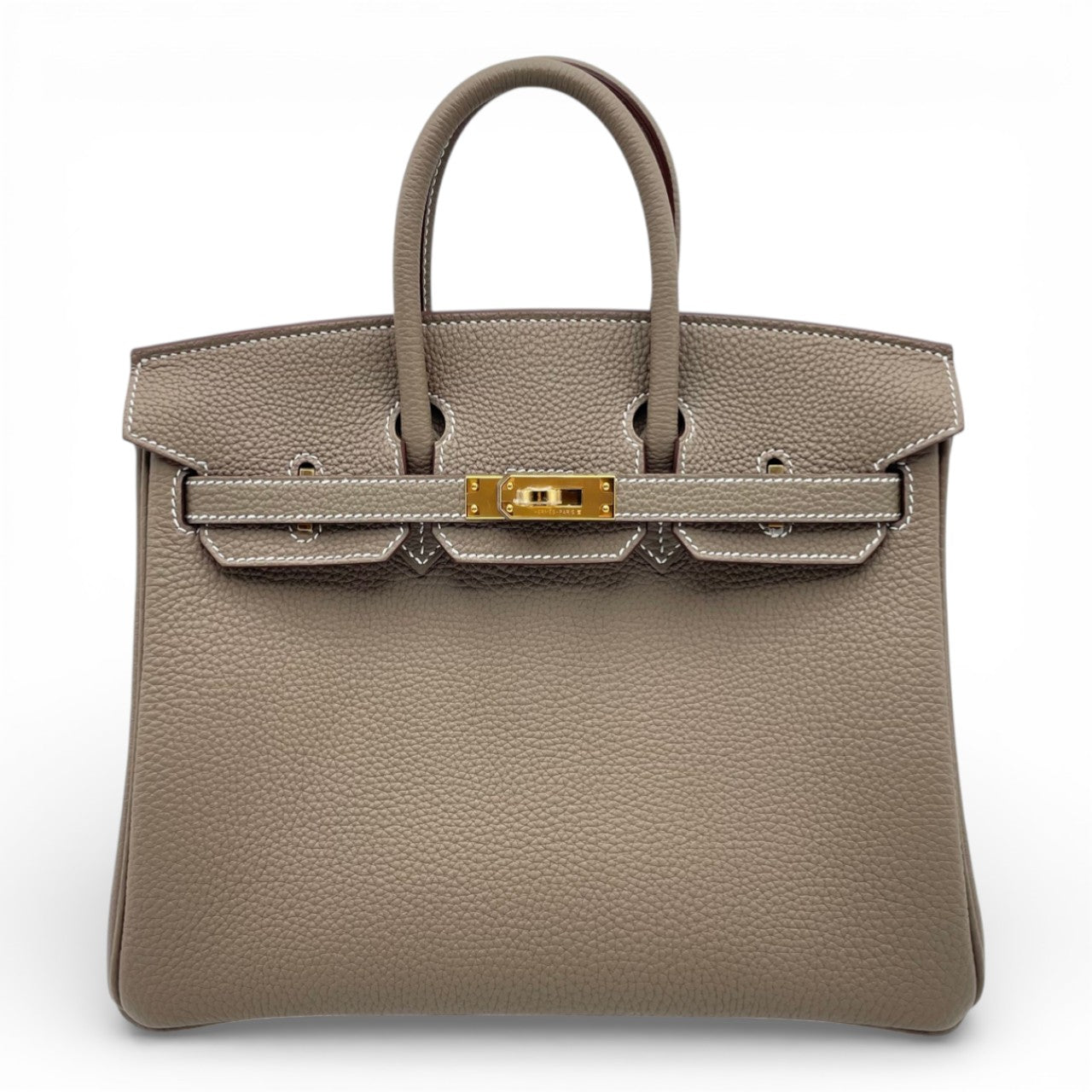プレオウンドエルメス バーキン 25 エトゥープ トゴ ゴールド金具 K刻印