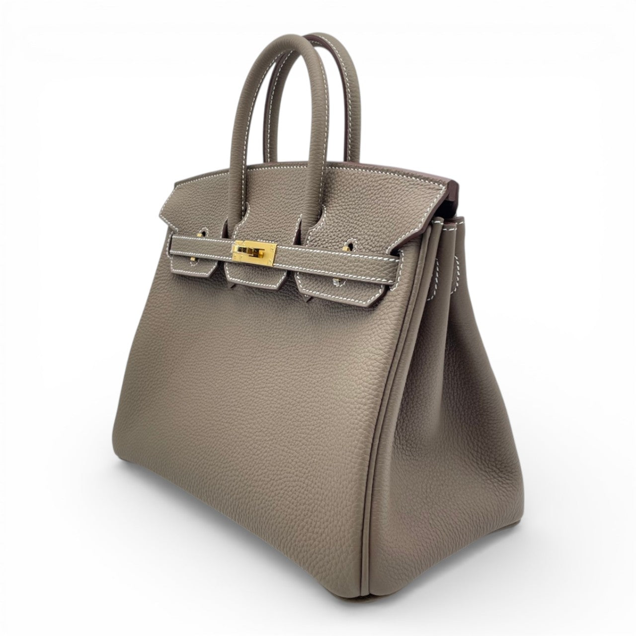 プレオウンドエルメス バーキン 25 エトゥープ トゴ ゴールド金具 K刻印