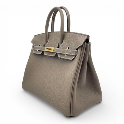 プレオウンドエルメス バーキン 25 エトゥープ トゴ ゴールド金具 K刻印