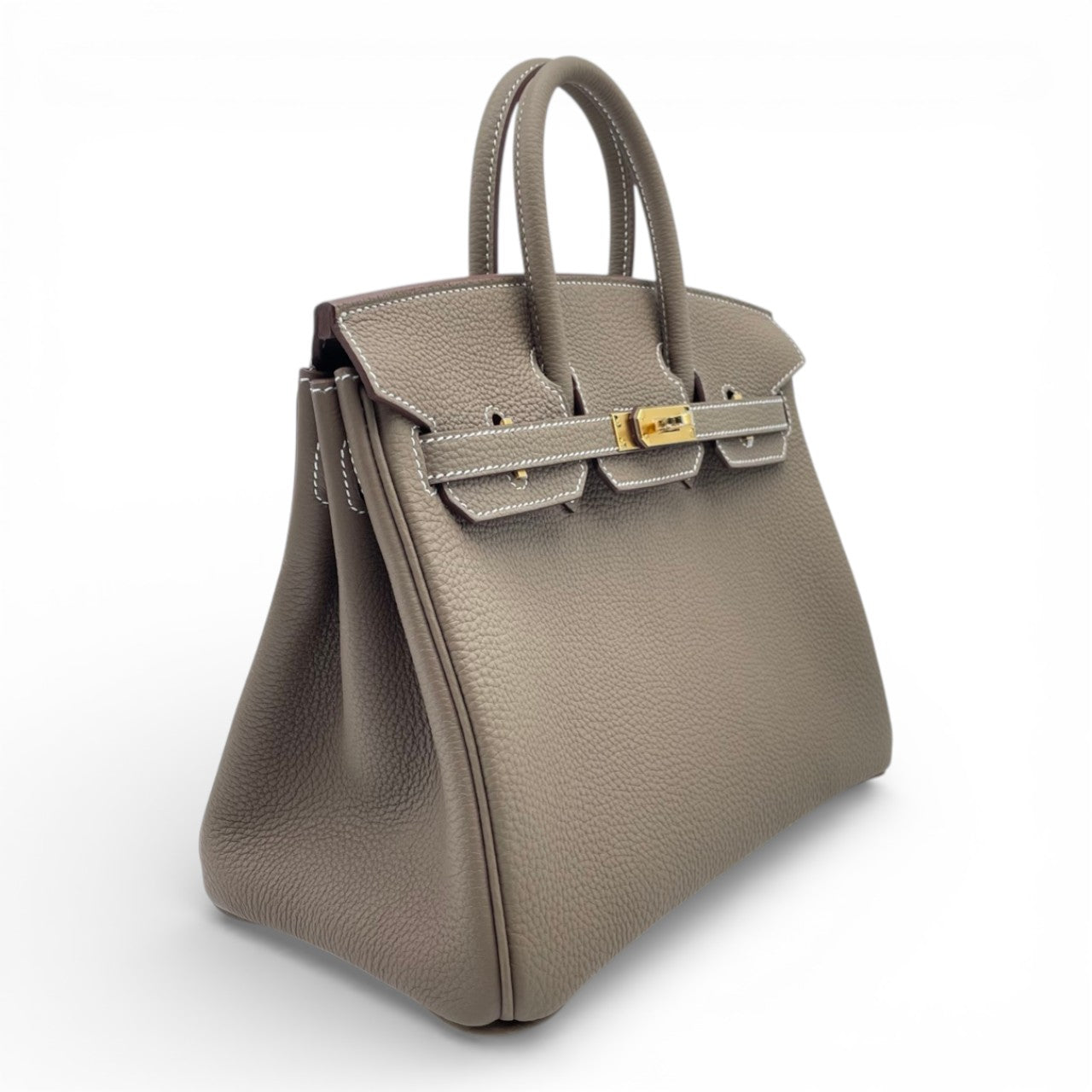 プレオウンドエルメス バーキン 25 エトゥープ トゴ ゴールド金具 K刻印