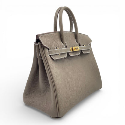 プレオウンドエルメス バーキン 25 エトゥープ トゴ ゴールド金具 K刻印