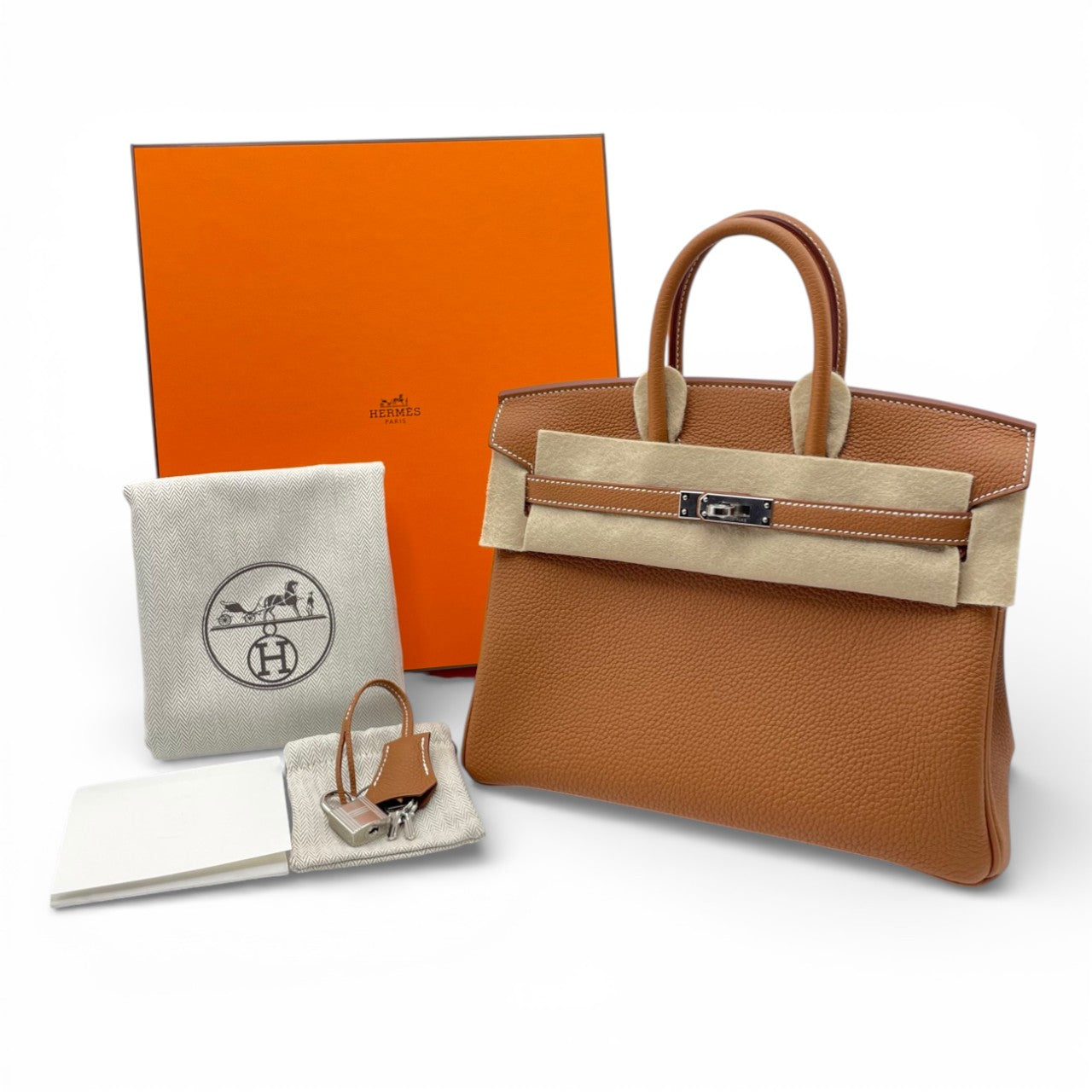 プレオウンドエルメス バーキン 25 ゴールド トゴ シルバー金具 G刻印