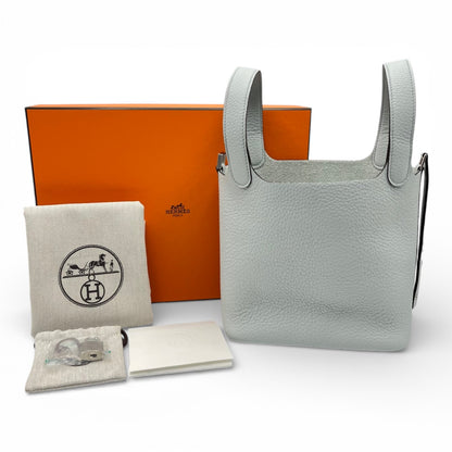 プレオウンドエルメス ピコタンロック PM ブルーペール トリヨンクレマンス シルバー金具 K刻印