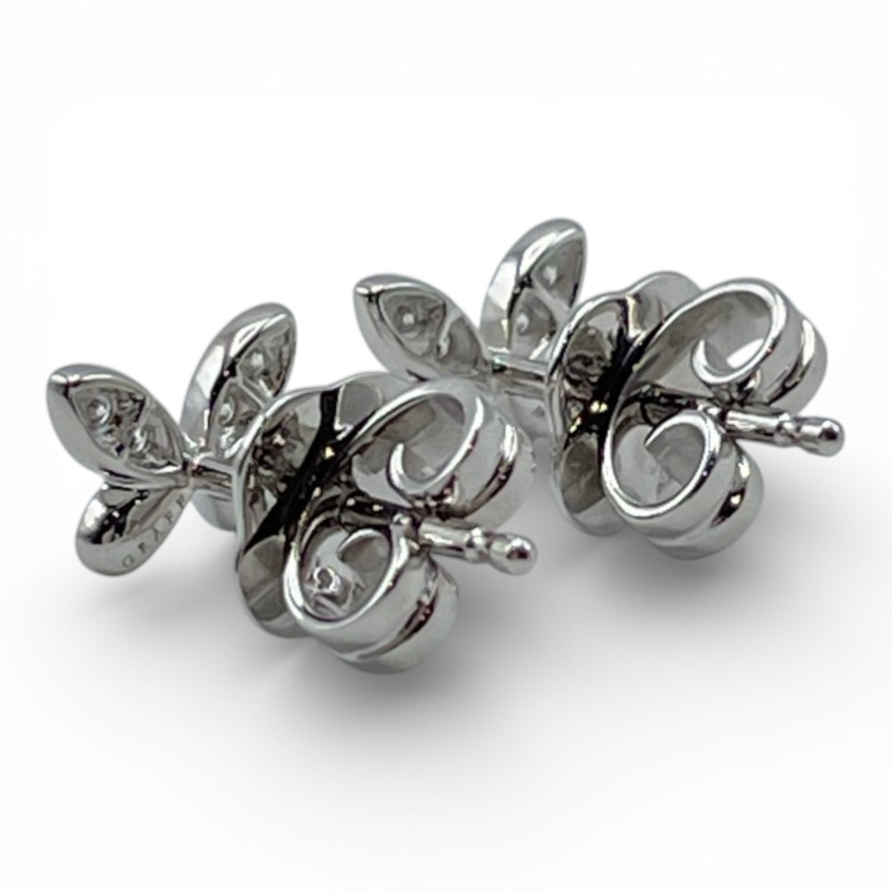 プレオウンドグラフ パヴェ バタフライ ダイヤモンド プティ スタッド ピアス RGE1563 シルバー ホワイトゴールド