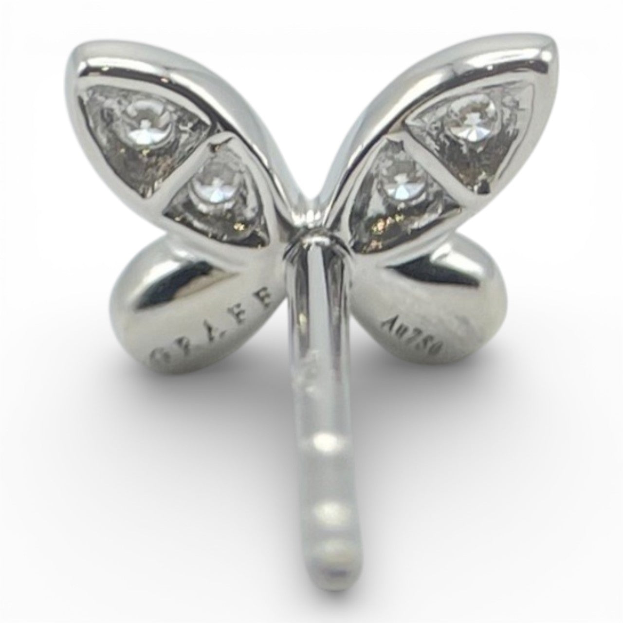 プレオウンドグラフ パヴェ バタフライ ダイヤモンド プティ スタッド ピアス RGE1563 シルバー ホワイトゴールド