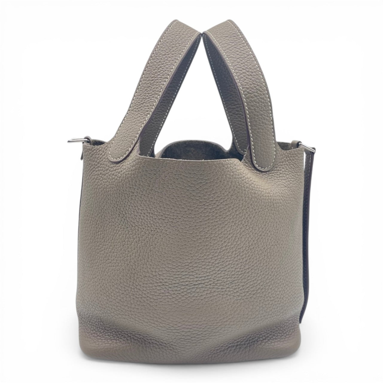 Pre-owned Hermes Picotan Lock PM Etoupe Taurillon Clemence Silver hardware Z engraved