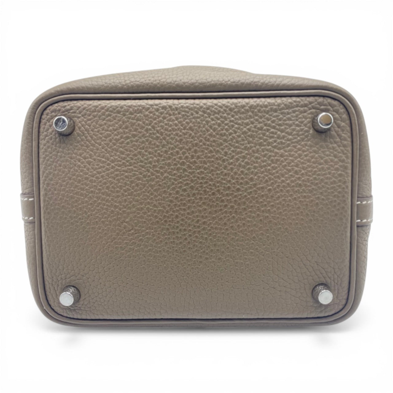 Pre-owned Hermes Picotan Lock PM Etoupe Taurillon Clemence Silver hardware Z engraved