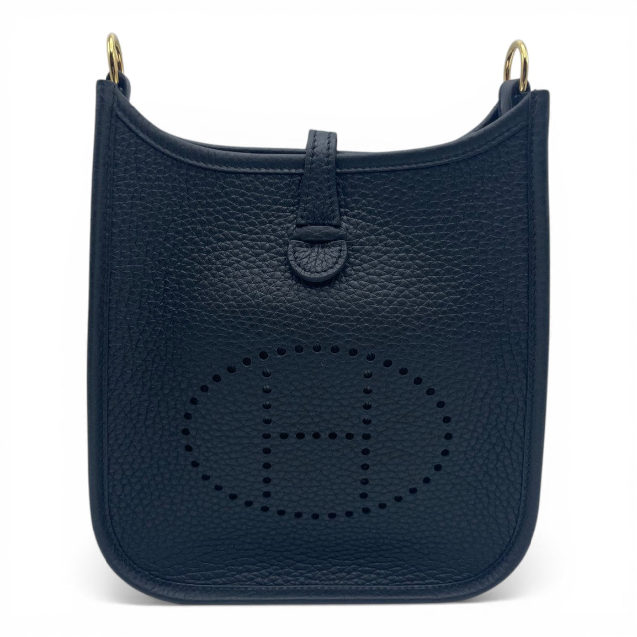 Pre-owned Hermes Mini Evelyn Amazone TPM Noir Taurillon Clemence Gold hardware K stamp