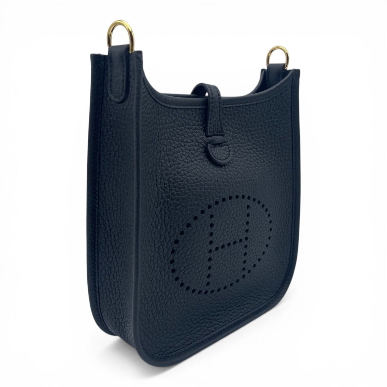 Pre-owned Hermes Mini Evelyn Amazone TPM Noir Taurillon Clemence Gold hardware K stamp