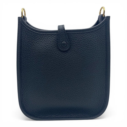 Pre-owned Hermes Mini Evelyn Amazone TPM Noir Taurillon Clemence Gold hardware K stamp