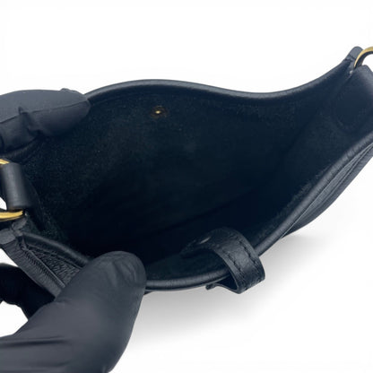 Pre-owned Hermes Mini Evelyn Amazone TPM Noir Taurillon Clemence Gold hardware K stamp