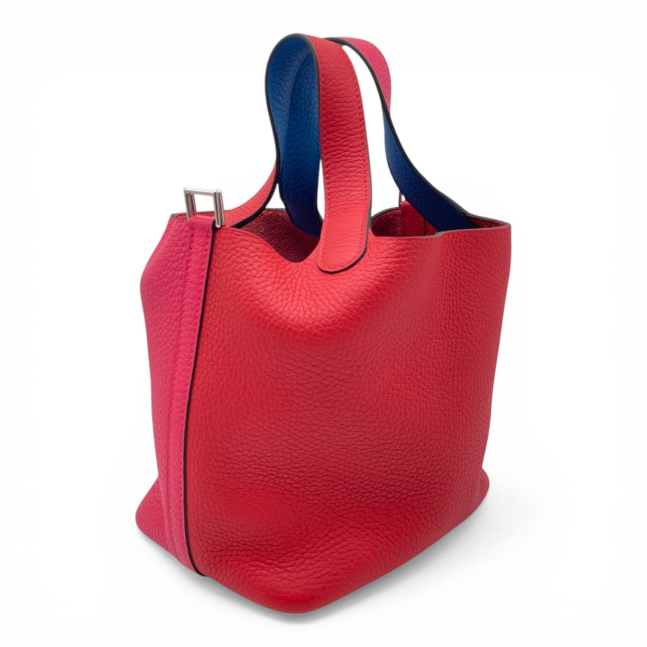 Pre-Owned Hermes Picotan Rock CAZAC PM Rouge Cou/Rose Extreme/Blue Zanzibar Taurillon Clemence Silver Hardware U engraved