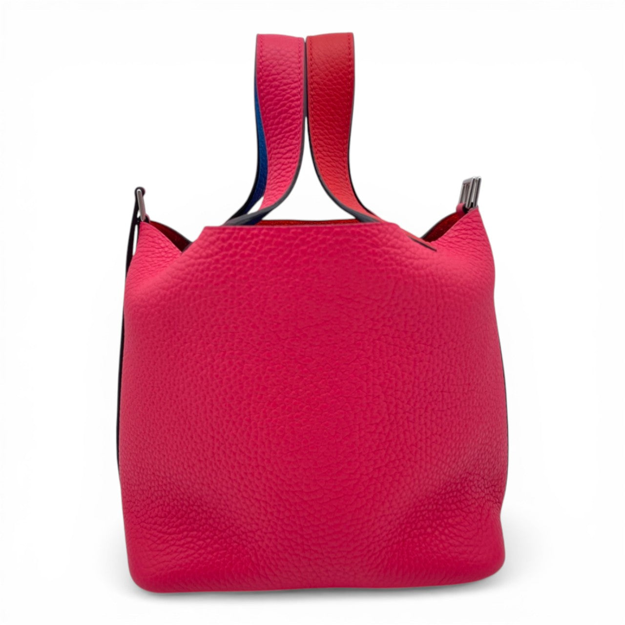 Pre-Owned Hermes Picotan Rock CAZAC PM Rouge Cou/Rose Extreme/Blue Zanzibar Taurillon Clemence Silver Hardware U engraved