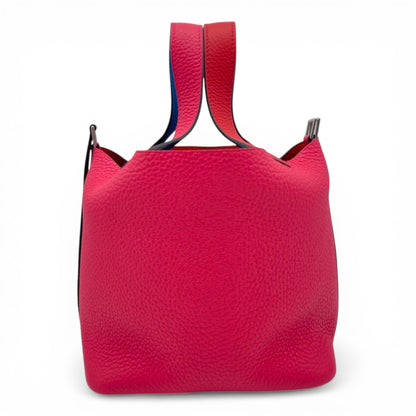 Pre-Owned Hermes Picotan Rock CAZAC PM Rouge Cou/Rose Extreme/Blue Zanzibar Taurillon Clemence Silver Hardware U engraved