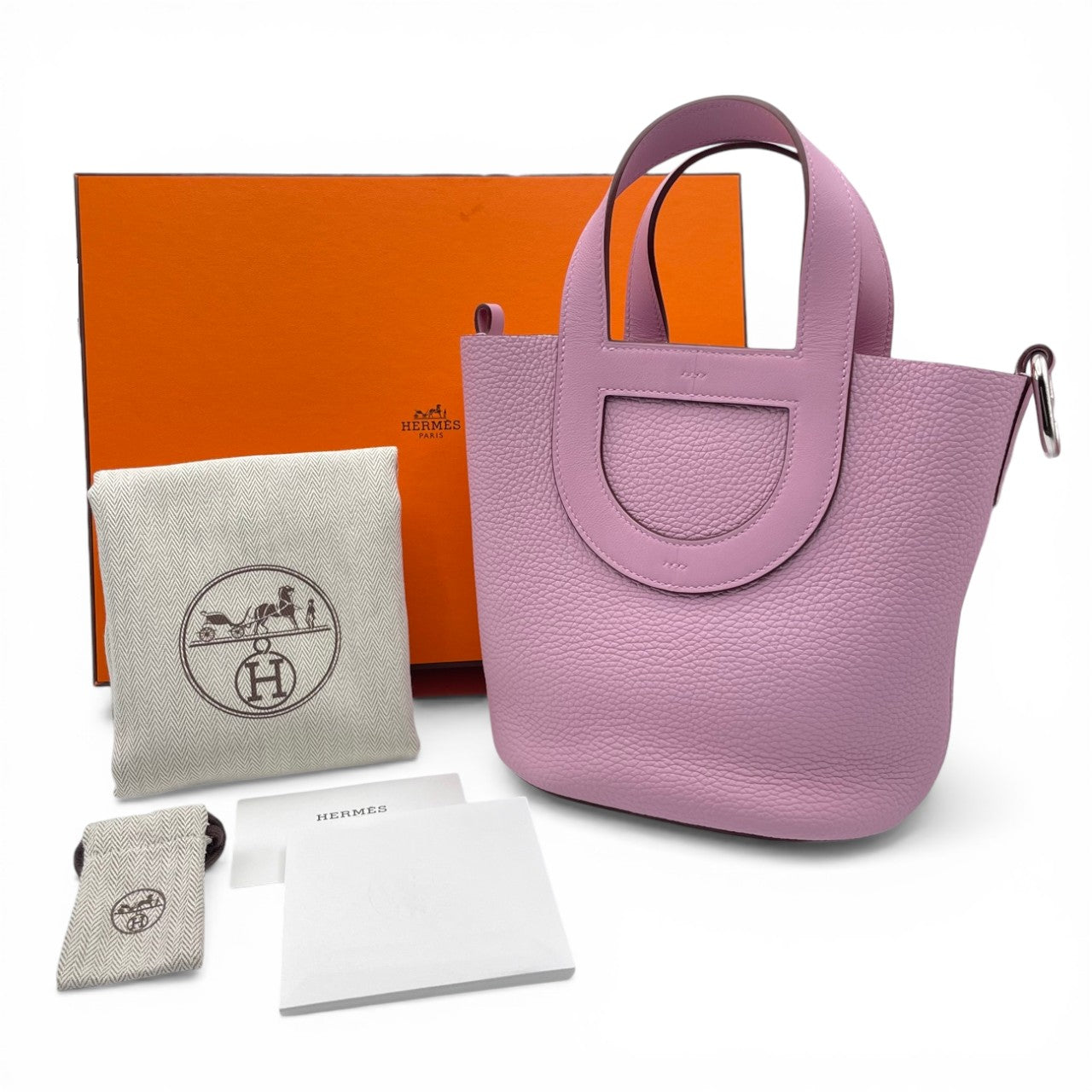 Pre-owned Hermes In the Loop 18 Mauve Silvestre Taurillon Clemence Silver hardware B engraved