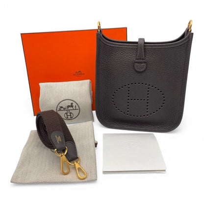 Pre-owned Hermes Mini Evelyn Amazone TPM Evenne Taurillon Clemence Gold hardware K stamp
