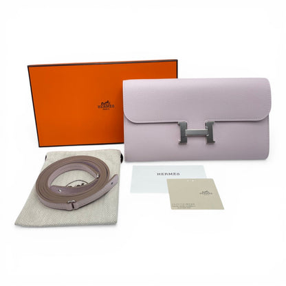 Pre-owned Hermes Constance Long to Go Pink Ever Color Silver Hardware B engraved