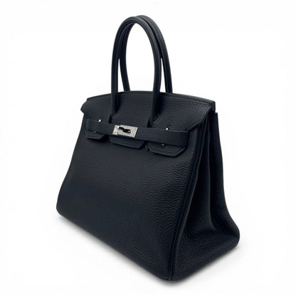 Pre-owned Hermes Birkin 30 Noir Togo Silver hardware □I engraved