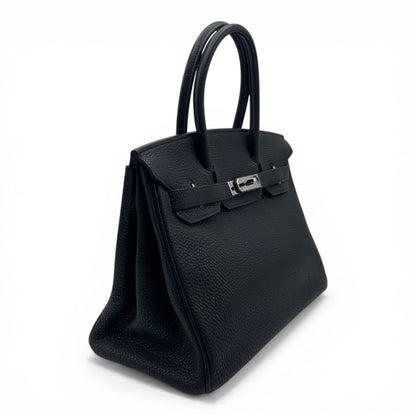 Pre-owned Hermes Birkin 30 Noir Togo Silver hardware □I engraved