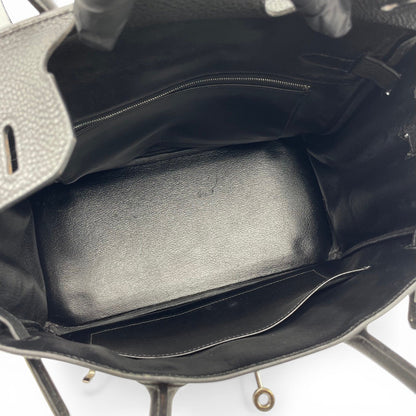 Pre-owned Hermes Birkin 30 Noir Togo Silver hardware □I engraved