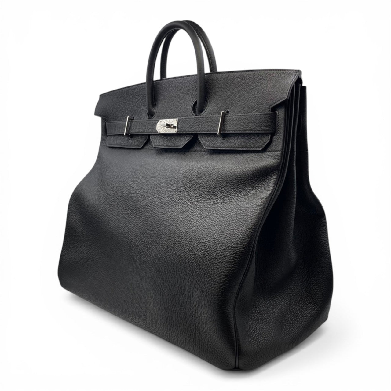 Pre-owned Hermes Hautacrois 50 Noir Togo Silver hardware T stamp