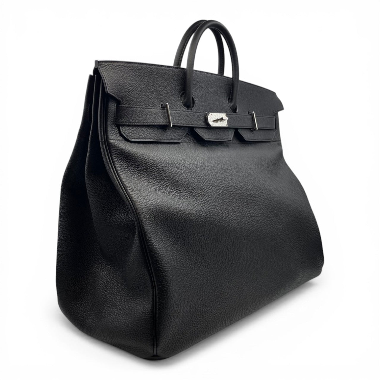 Pre-owned Hermes Hautacrois 50 Noir Togo Silver hardware T stamp