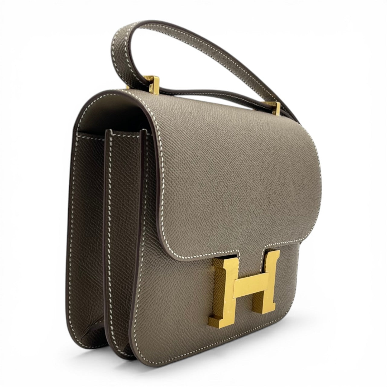 Pre-owned Hermes Constance Mini 18 Etoup Epson Gold hardware K stamp