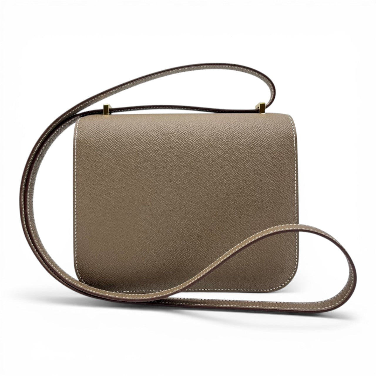 Pre-owned Hermes Constance Mini 18 Etoup Epson Gold hardware K stamp