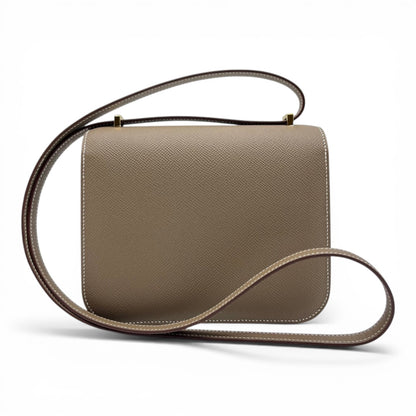 Pre-owned Hermes Constance Mini 18 Etoup Epson Gold hardware K stamp