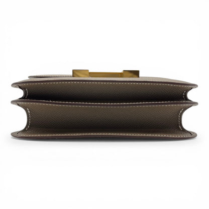 Pre-owned Hermes Constance Mini 18 Etoup Epson Gold hardware K stamp