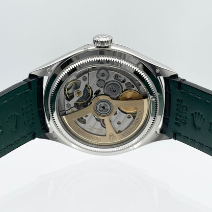 Pre-owned Rolex 1908 52506 Ice Blue Black Leather Belt 39mm